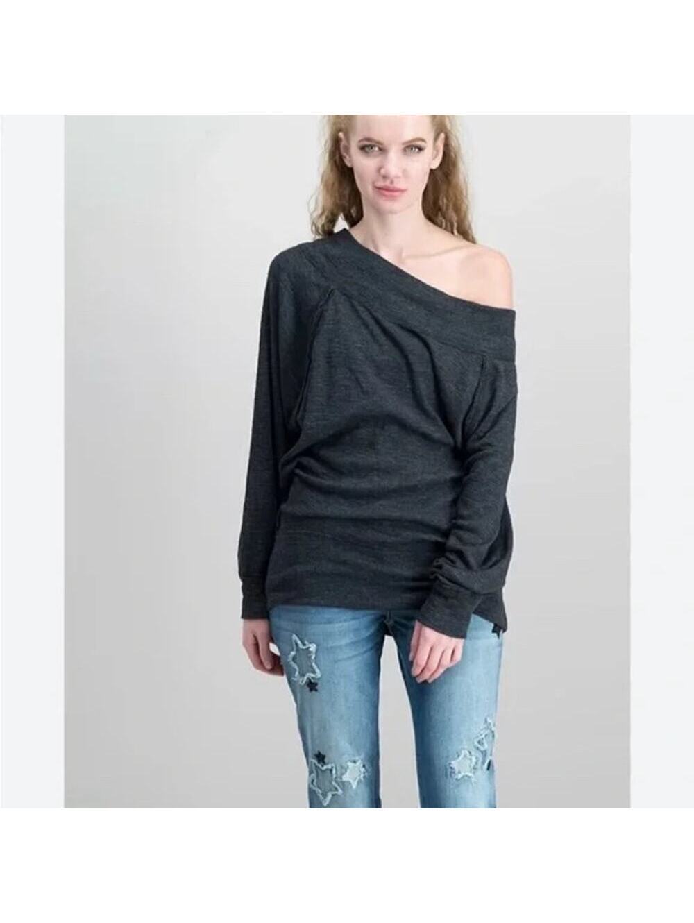 Free People We The Free EUC Women's Gray Oversized Palisades Pullover Sweater M